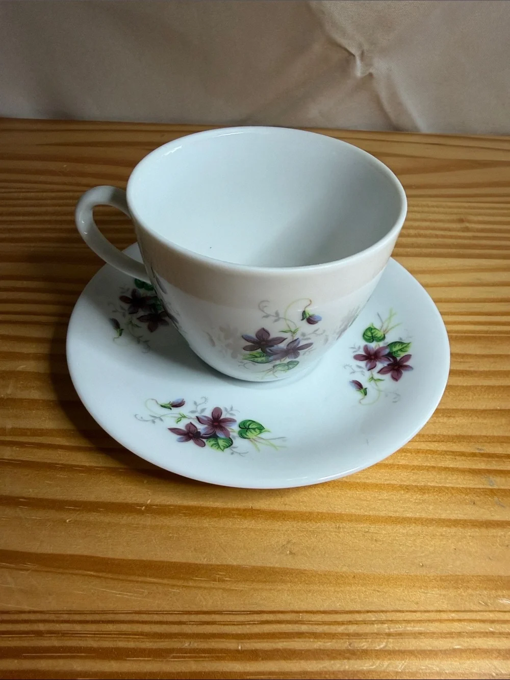 Vintage St-Andrews Pottery Canada Violet Teacup Saucer Set New Brunswick